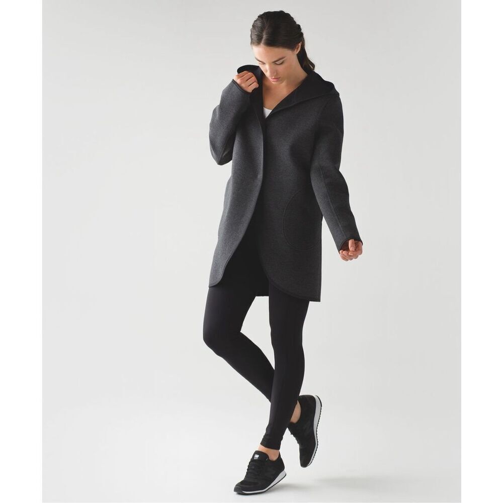 Lululemon Jacket City Bound Wrap Heathered Black Hooded size XS